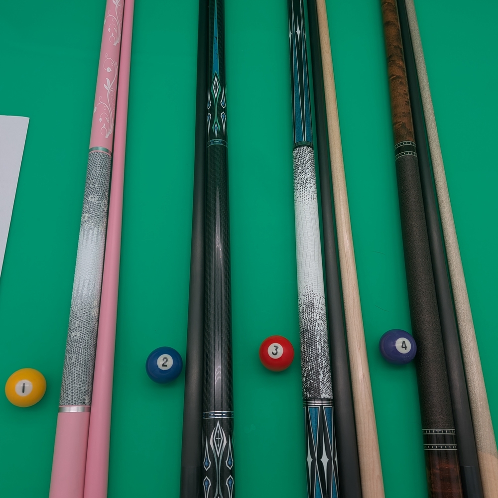 Set of Stylish Pool Cues in Various Colors